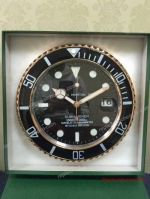 Replica Rolex Submariner Wall Clock w/ Cyclops All Gold Black Face 34mm
